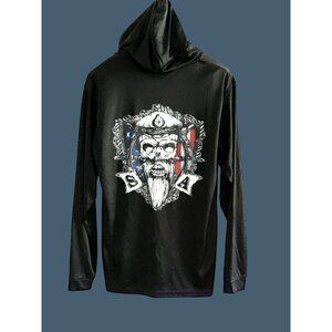SA & CO. MENS BLACK GRAPHIC LIGHT WEIGHT PULLOVER HOODIE LONG SLEEVE SIZE MEDIUM